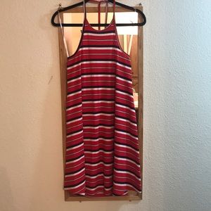 MOSSIMO Red multi-stripe halter midi dress!